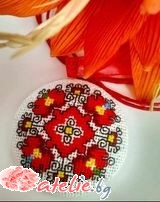 Червена любима елбетица (ръчно бродирана шевица)